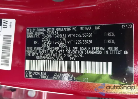 2021 Toyota Highlander Limited из США, поврежденный, VIN 5TDDZRBH7MS079698